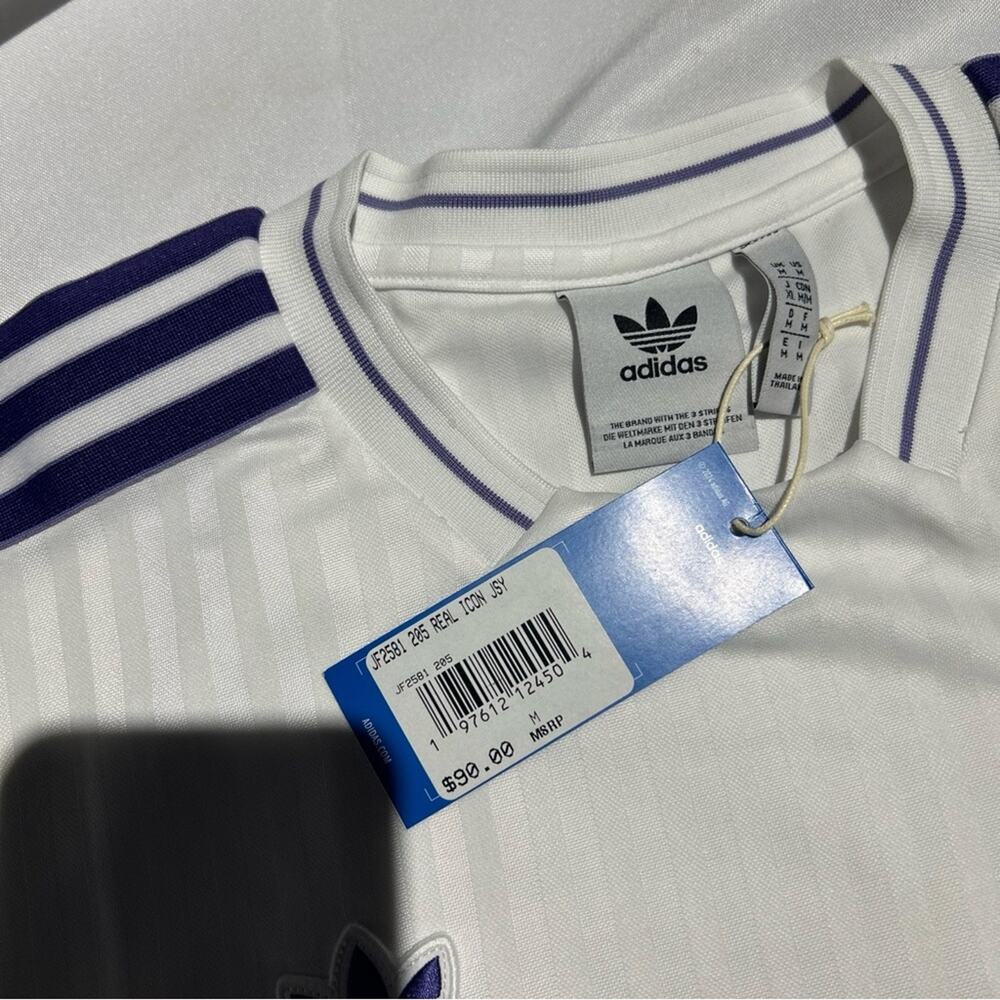 Adidas‎ Originals Real Madrid Icon Jersey White Purple Men’s Size M Authentic - Picture 6 of 7